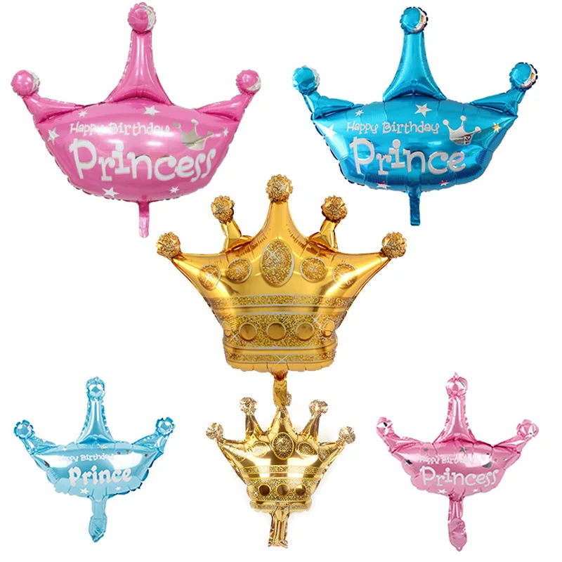 Favor Baby Shower Gold Crown Prince Princess Aluminium Foil  Large Balloons