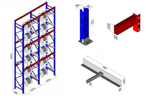 Steel Warehouse Storage Rack for Cable and Reel Vertical Racking