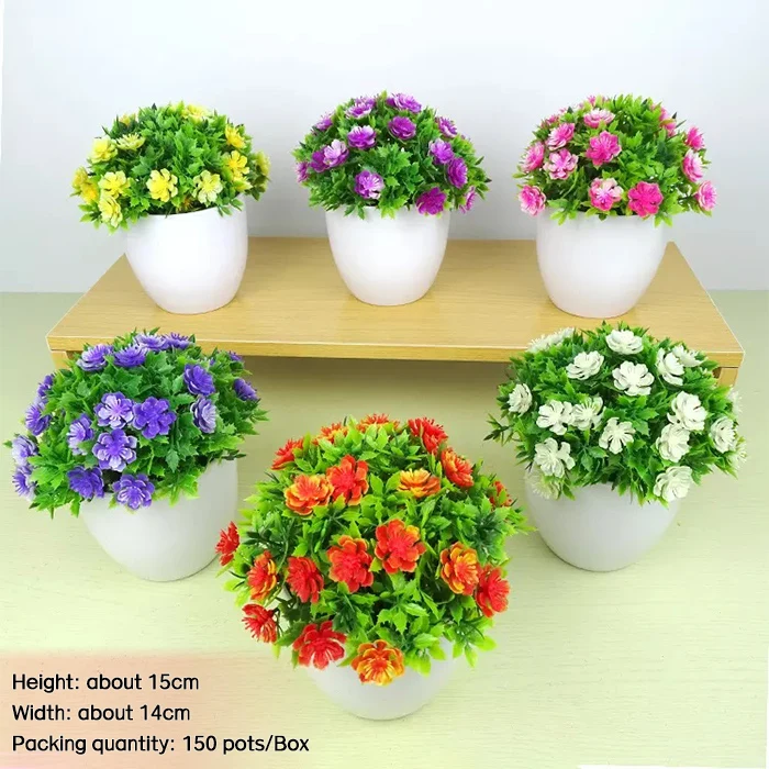 Nordic Simulation Small Plastic Floral Potted Plants Indoor Home Office