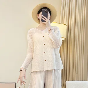 Miyake Pleated 2025 New Spring and Autumn High-End Plus-Sized Loose Shirt  Women's Top and Blouse