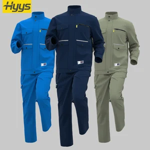 Factory Supply Industrial Work Clothes  Elasticity Construction Overalls Workwear Jacket and Pants for Men