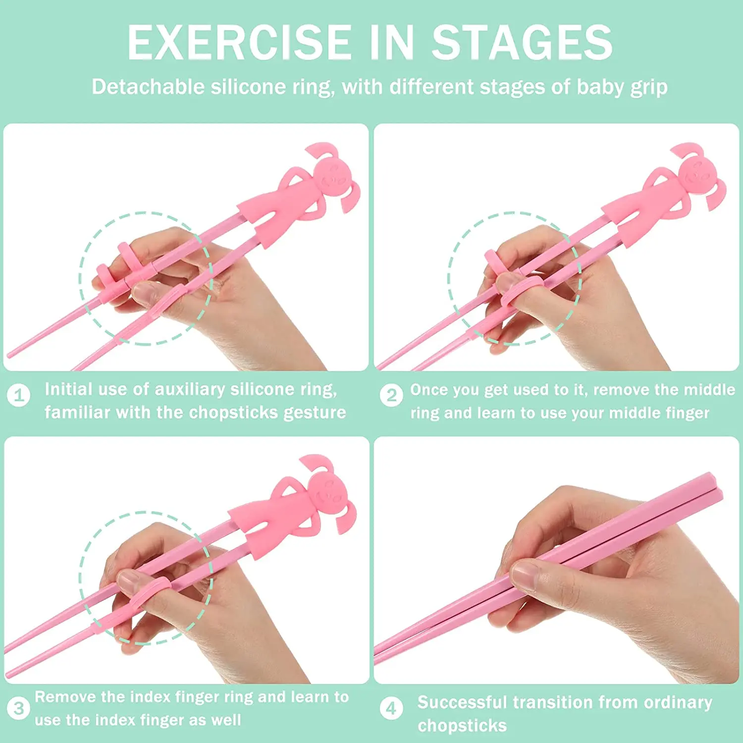 4 Pairs Ninja Training Chopsticks For Kids Adults Beginners Cute Tableware Reusable Japanese Training Learning Chopsticks Helper Attachable Right Left Ha