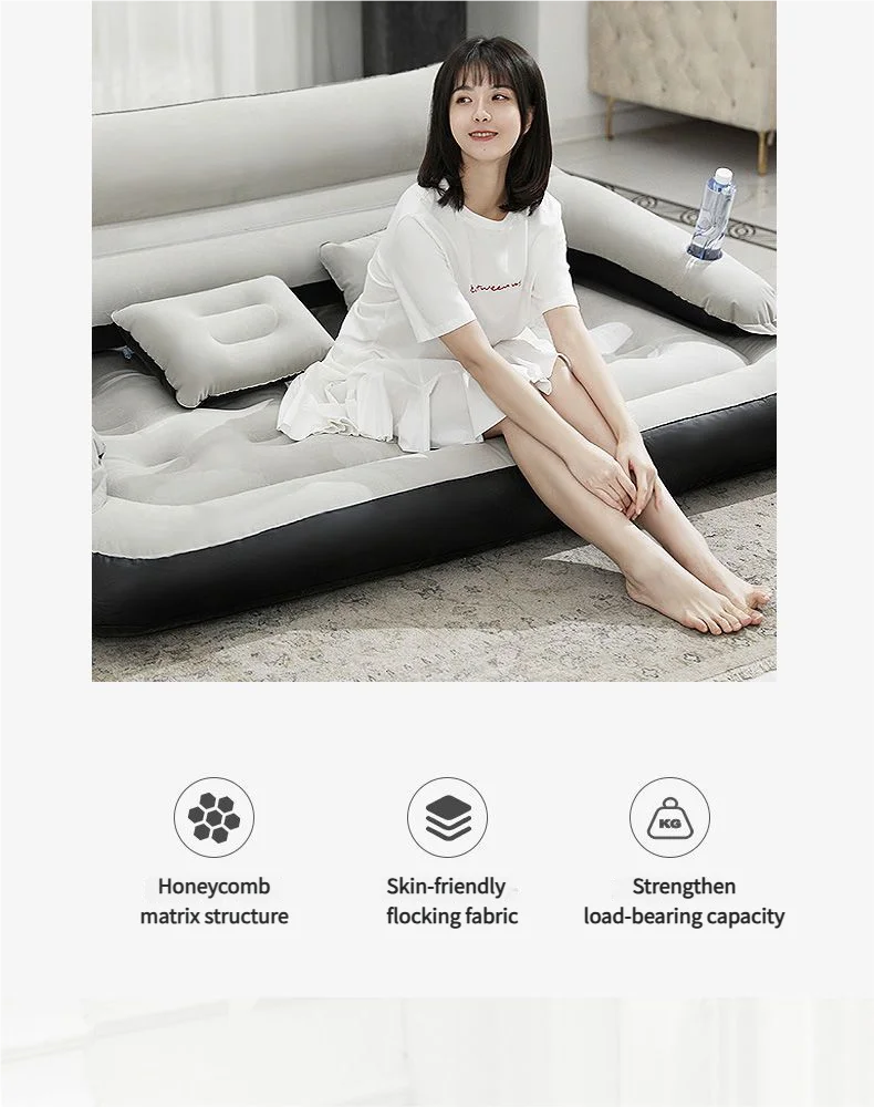 Design moderno Double Air Bed Colchão alta dobrável inflável para atividades ao ar livre para parques de campismo