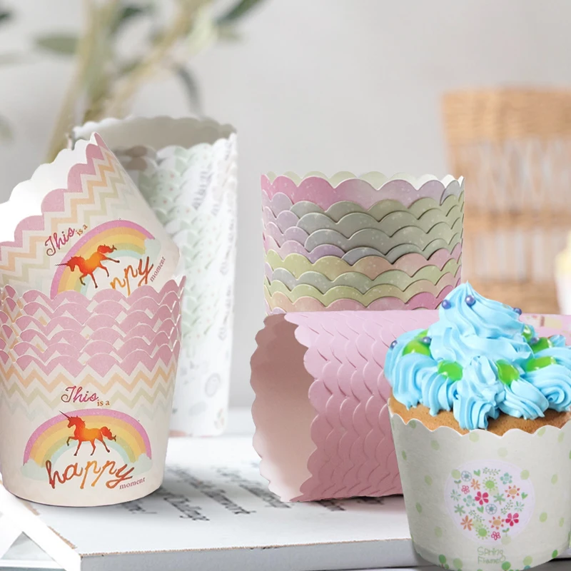 Decorative Dessert Greaseproof Paper Baking Cup Muffin Cake Packaging