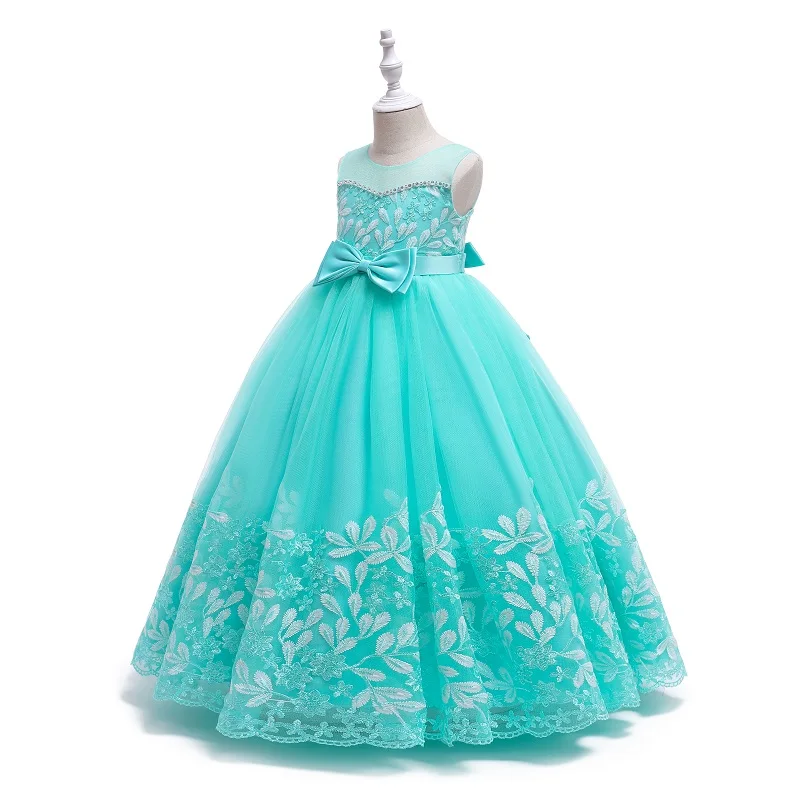 Wholesale 2109 Long Little Girls Dress with Vintage Embroidery