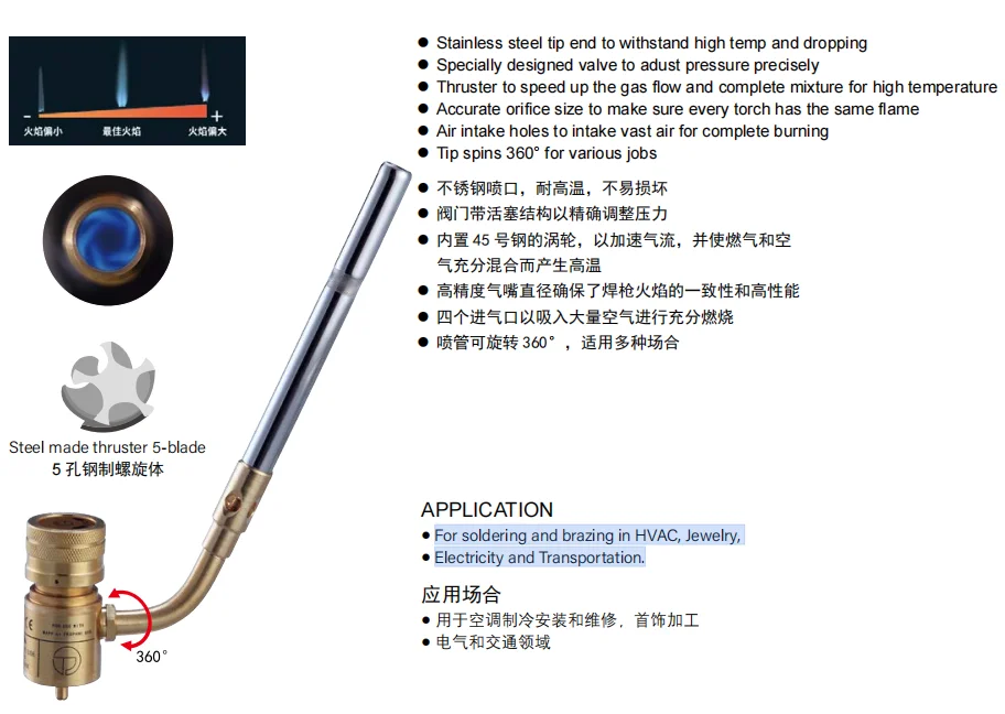 2025 Best Selling High Quality HT-1 Gas Adjustable Flame Control Single Hose Gas Welding Handheld Welding Torch HVAC