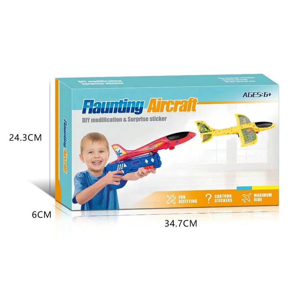 FAMKEEP Giocattoli Lanciatore Aereo,Aereo Giocattolo Aliante Aeroplano Schiuma per Bambini, Giochi Giardino Esterno All'aperto Interattivi Gioco Bimbi 3 4 5 6 7 8 9 10 Anni