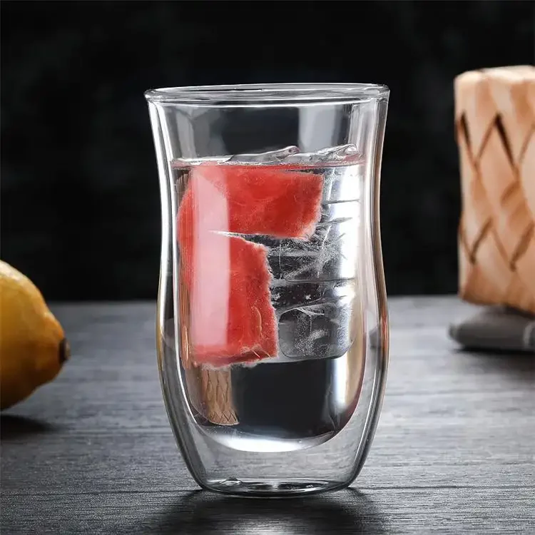 Oem Handmade Custom Heat Resisting High Borosilicate Double Wall Glass Cup