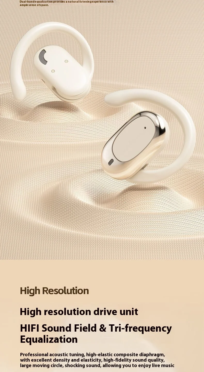 2025 New True Wireless Earphones 90° Rotating Ear Hook Sports Earbuds with ACS Space Audio and AI Noise Reduction Technology