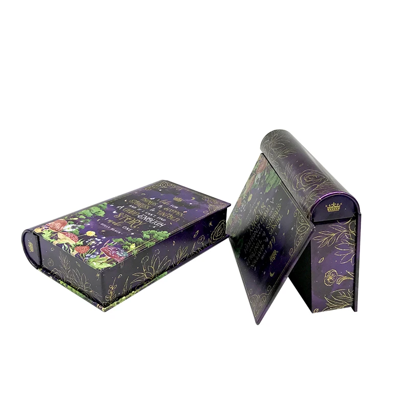 Customized Design Vintage Book Shape Metal Tin Box Chocolate Cookie Tea Candy Storage Metal  Box Perfume Gift Souvenir Tin Box