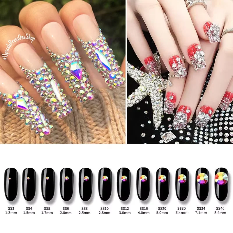 Strass Pailletés Cristal AB Dos Plat - Pour Vêtements, Nail Art, Décoration