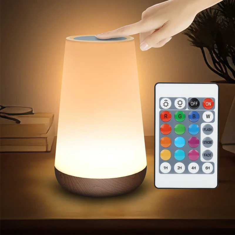 Howlighting Bedroom LED Touch Bedside Table Lamp Remote Control Dimmable Light RGB  Changing USB Rechargeable Night Lamp