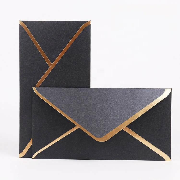 
Роскошные упаковочные бумажные конверты с позолоченными краями с синими приглашениями и надписями индивидуального логотипа 