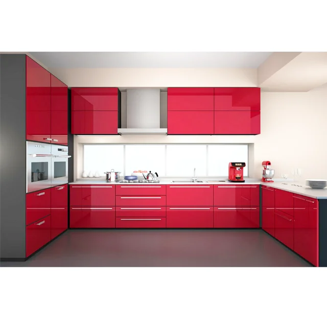 2023 New Arrivals Modern Design Red Shining Lacquer Kitchen Cabinet with Dish  Rack - China Kitchen Cabinet, Modular Kitchen Cabinet