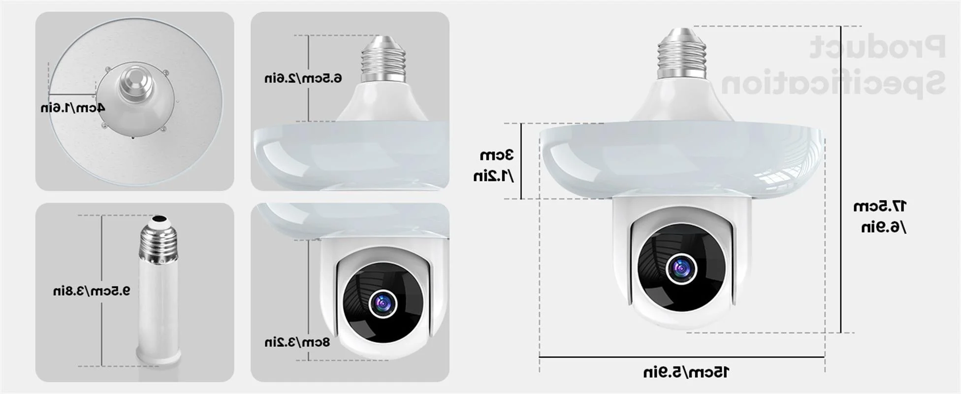 A6 Light Bulb Camera Full Color Dual Light 360 Home Wireless Surveillance Baby E27