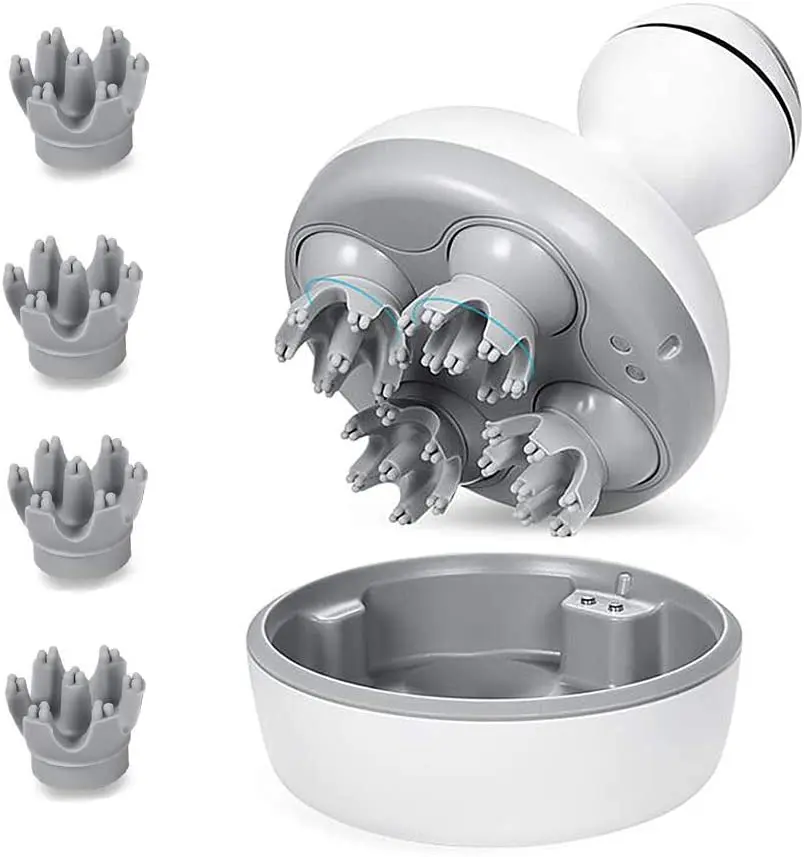 scalp head massager waterproof handheld scratcher 4 heads with