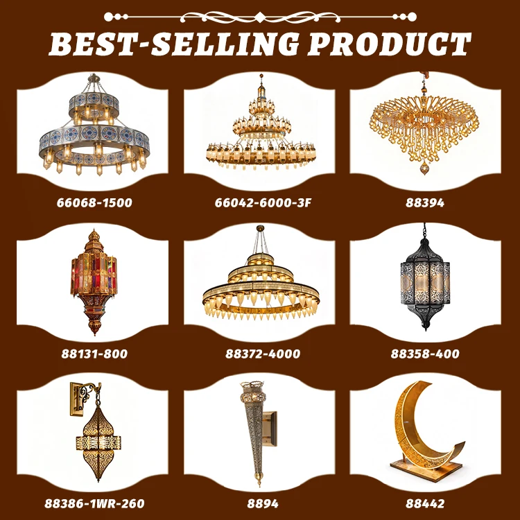 Arabian Iron Chandelier Antique Brass Color Islam Pendant Lighting with LED Energy Saving