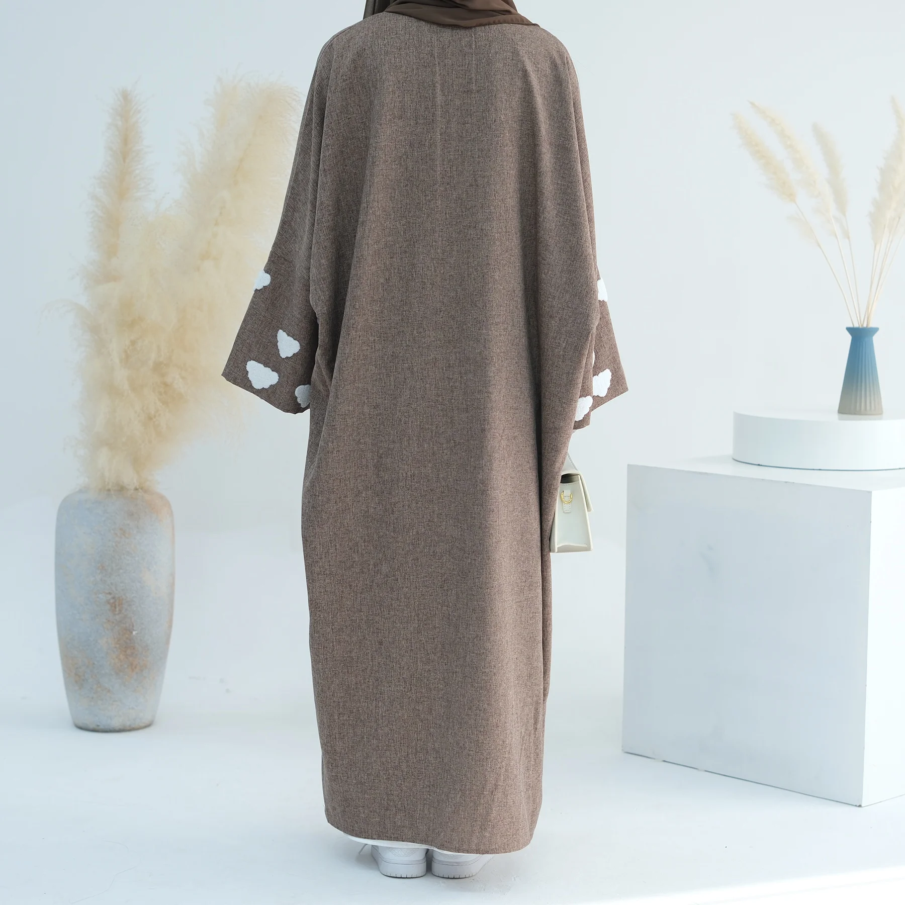 2024 New Arrival Linen Abaya Solid Color With Cloud Plain Abaya Turkey Muslim Women Dresses EID Ramadan Islamic Clothing Abaya