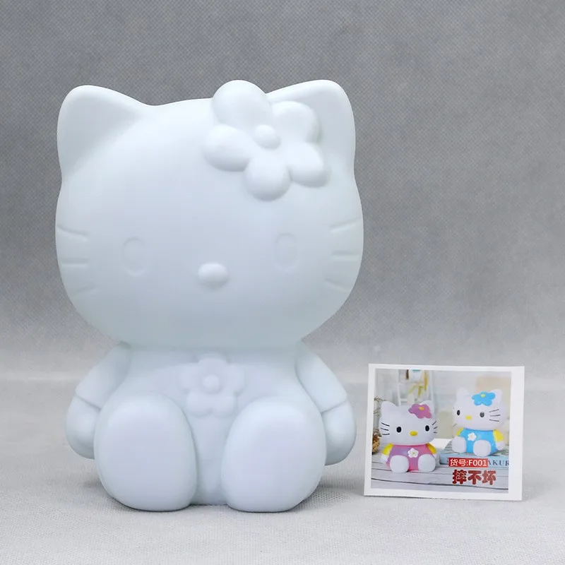 Factory  Ceramic Unpainted Hello Kitty Figures With Acrylic Paint Dripping White Vinyl Doll Toy