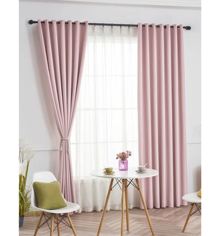 Cute Lovely Pink Living Room Curtains Thick Sound Proof Velvet Curtain Fabric Full Balckout Shading Velvet Fabric