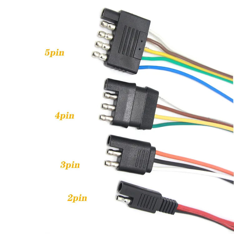 Male To Female Extension Cable 5 Way 2 3 4 Pin 4-flat Wire SAE Trailer Connector Wiring Harness