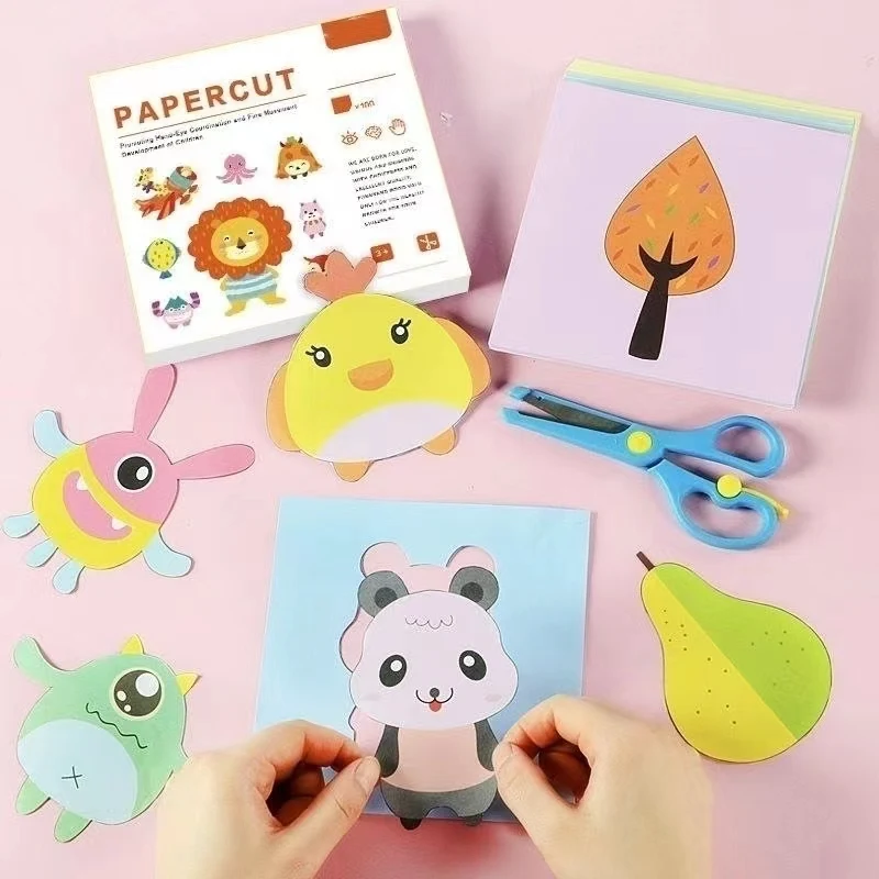 2024 DIY Paper Cutting and Origami Sets Animal Handcraft Paper Manual Materials Puzzle 3D Origami Book Sets for Kids