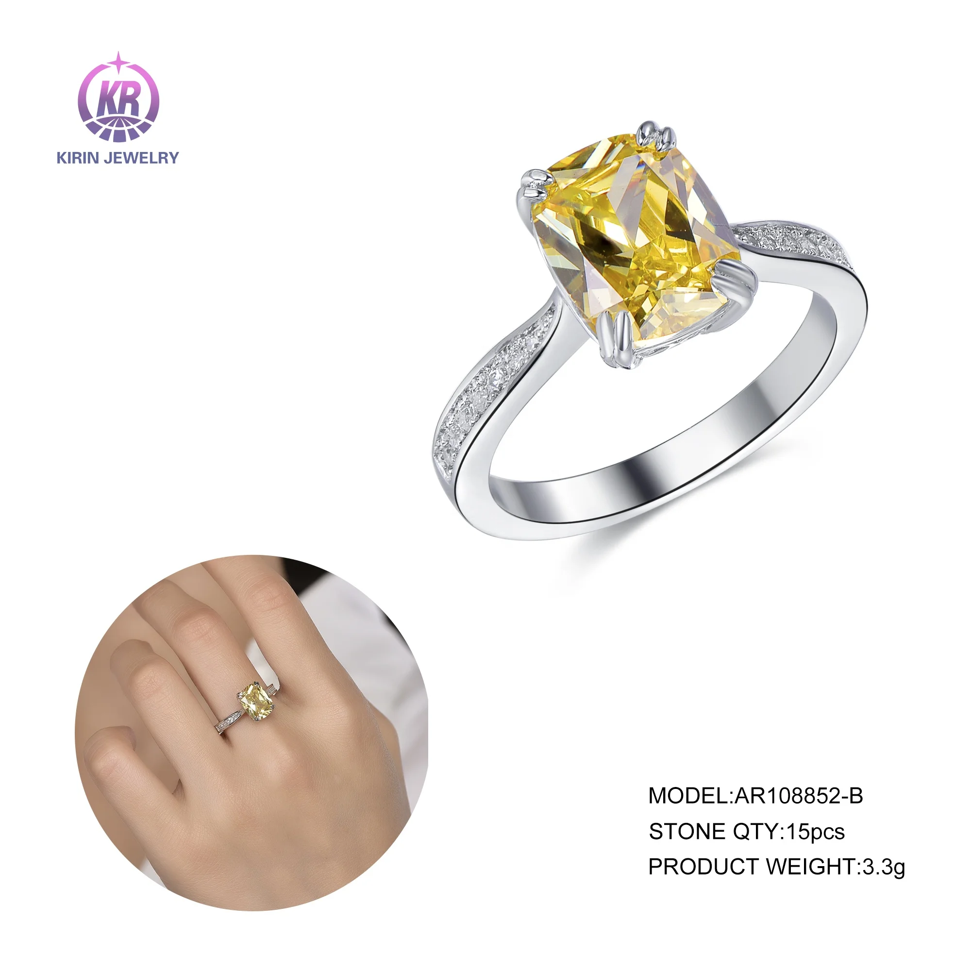 golden cz rings jewelry Customize 925 sterling silver zircon ring 925 canary zircon stone rings for Women