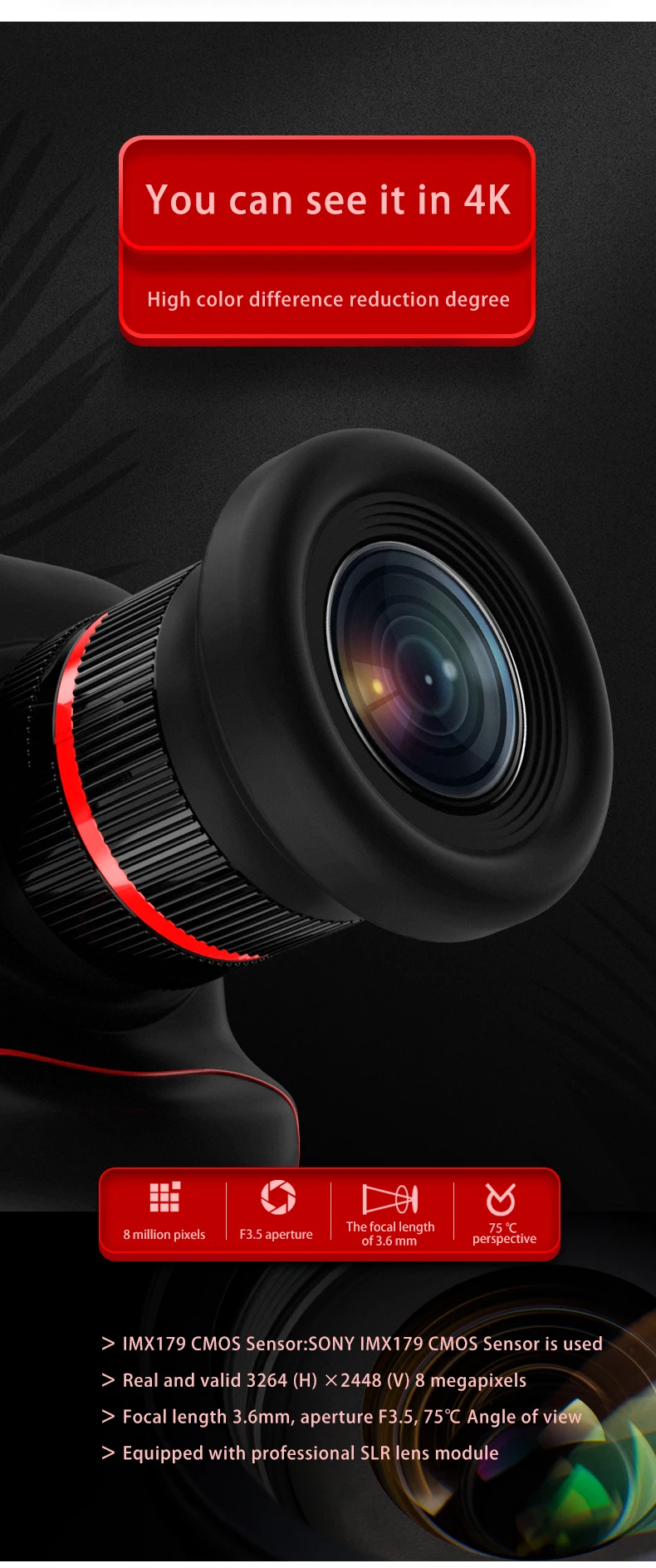 D6pro Kids Camera - 4K Mini SLR with 20X Zoom & Smiley Capture