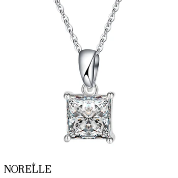 Hot Selling 925 Sterling Silver Minimalist Chain Simple Princess Square D Color Moissanite Pendant Necklace for Women