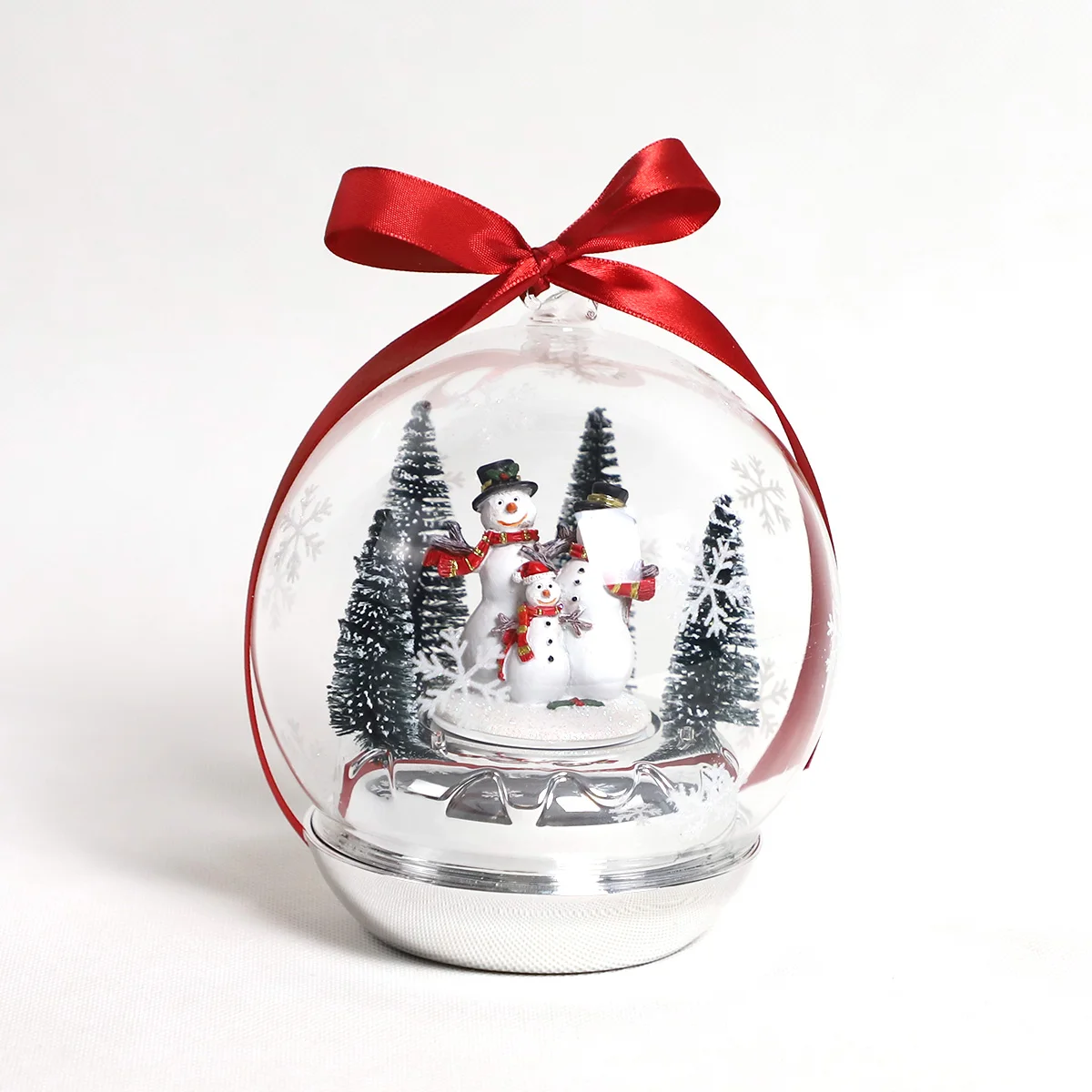 Rotating Christmas ornament bauble ball festive train house Scene LED Light Musical Rotate Animated Snow Globe Ball Decoration