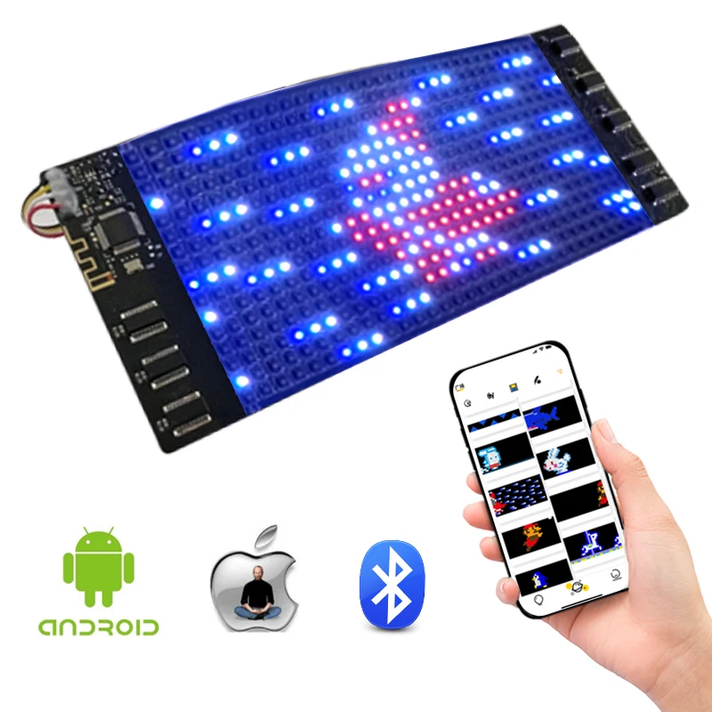 Flexible LED Display Screen T Shirts Hats Caps Bags Insert Programmable Luminous LED Light up Strip Soft APP Edit LED Display