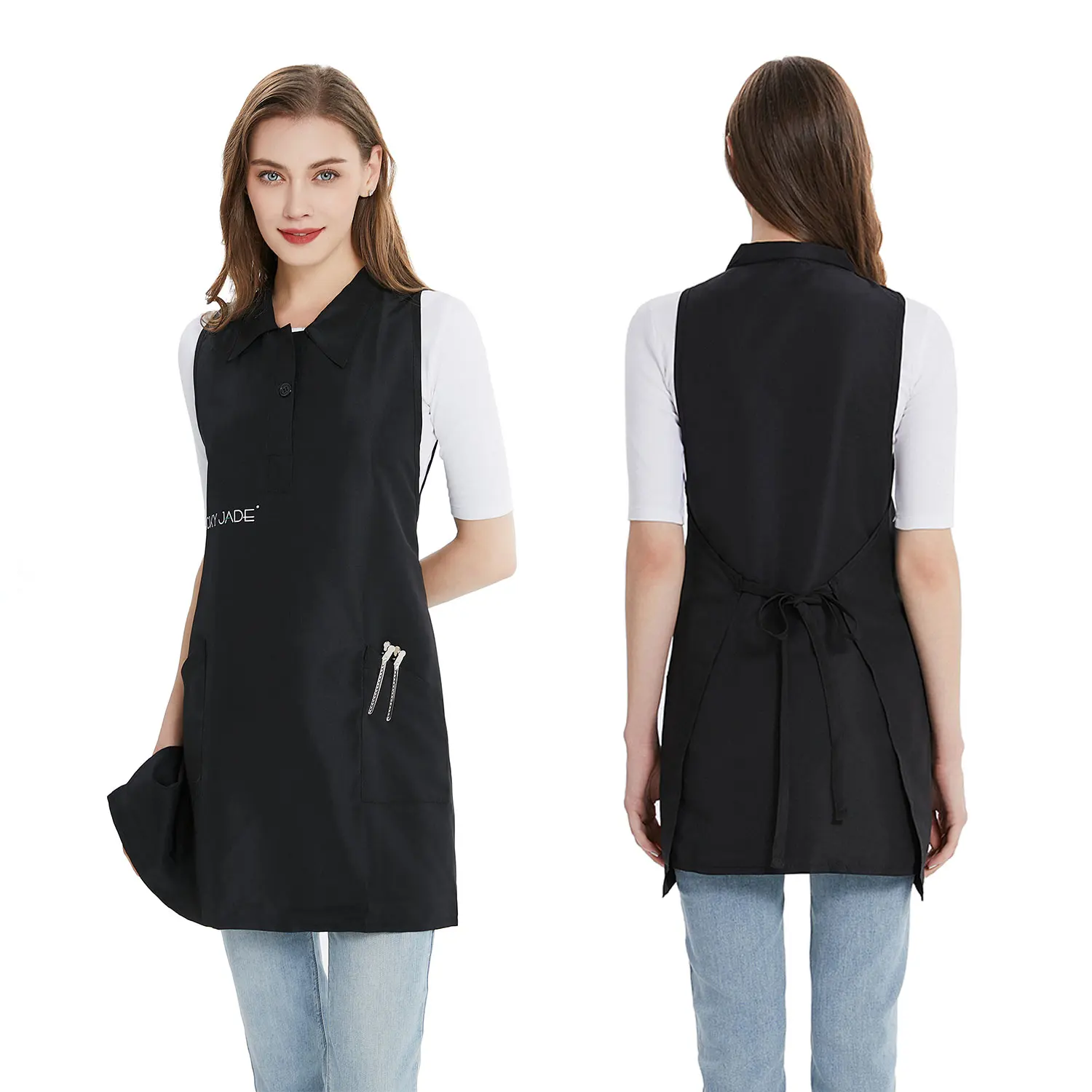 Custom Logo Polyester Stylist Smocks Barber Uniforms Vest, Waterproof Salon Work Clothes 3750