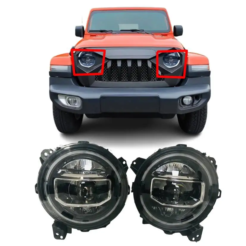 JL BRABUS LED apvalus halo priekinis žibintas, skirtas Jeep Wrangler JL Gladiator JT 2018 2019 2020 m.