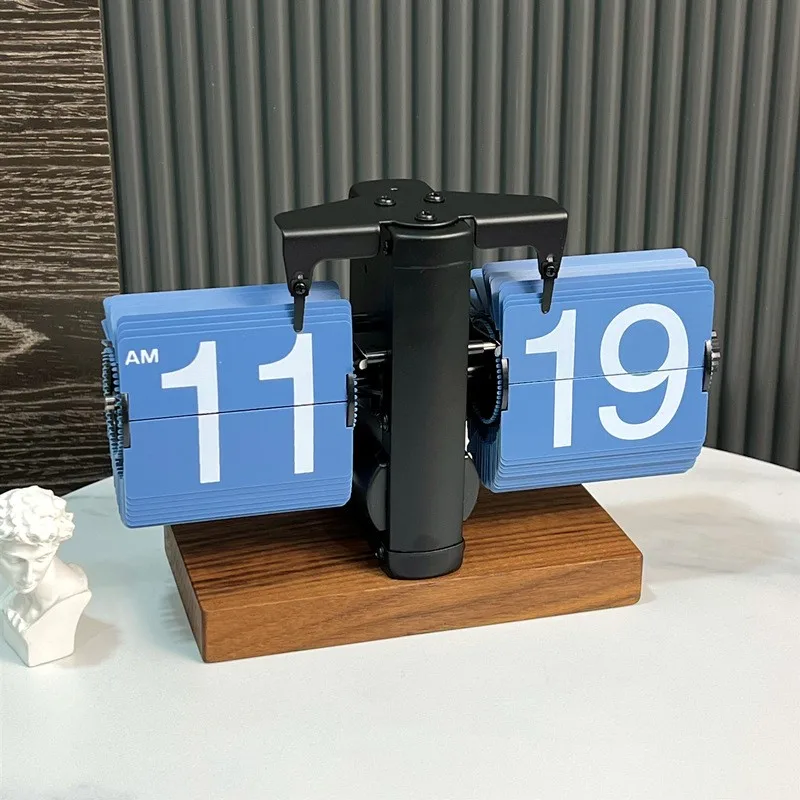 Decorative Mechanism Giant Auto Desk Table Alarm Clock Automatic Flip Calendar Custom Retro With Sound Control Led Night