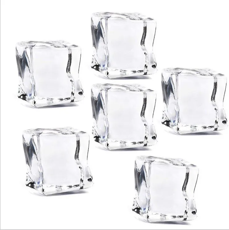 30pcs Crystal Clear Fake Artificial Acrylic Ice Cubes Drink Beer Party Display 