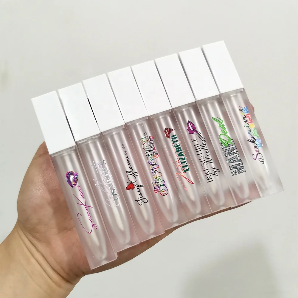 Wholesale Empty Black Cap Transparent Square Lip Gloss Tube Container ...