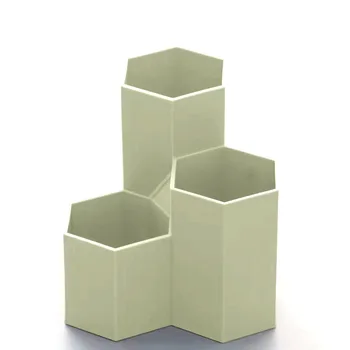 High quality white hexagonal shape fancy creative custom containers pen holder plastic office pencil holder table organizer