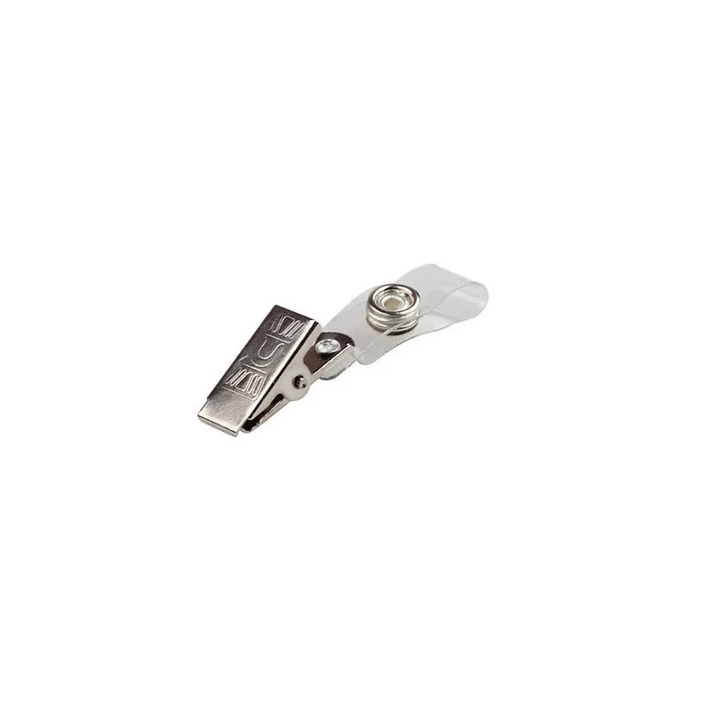 c lip for id holder Stock Cheap Metal Name Badge Id Holder Clip With Plastic Vinyl Strap