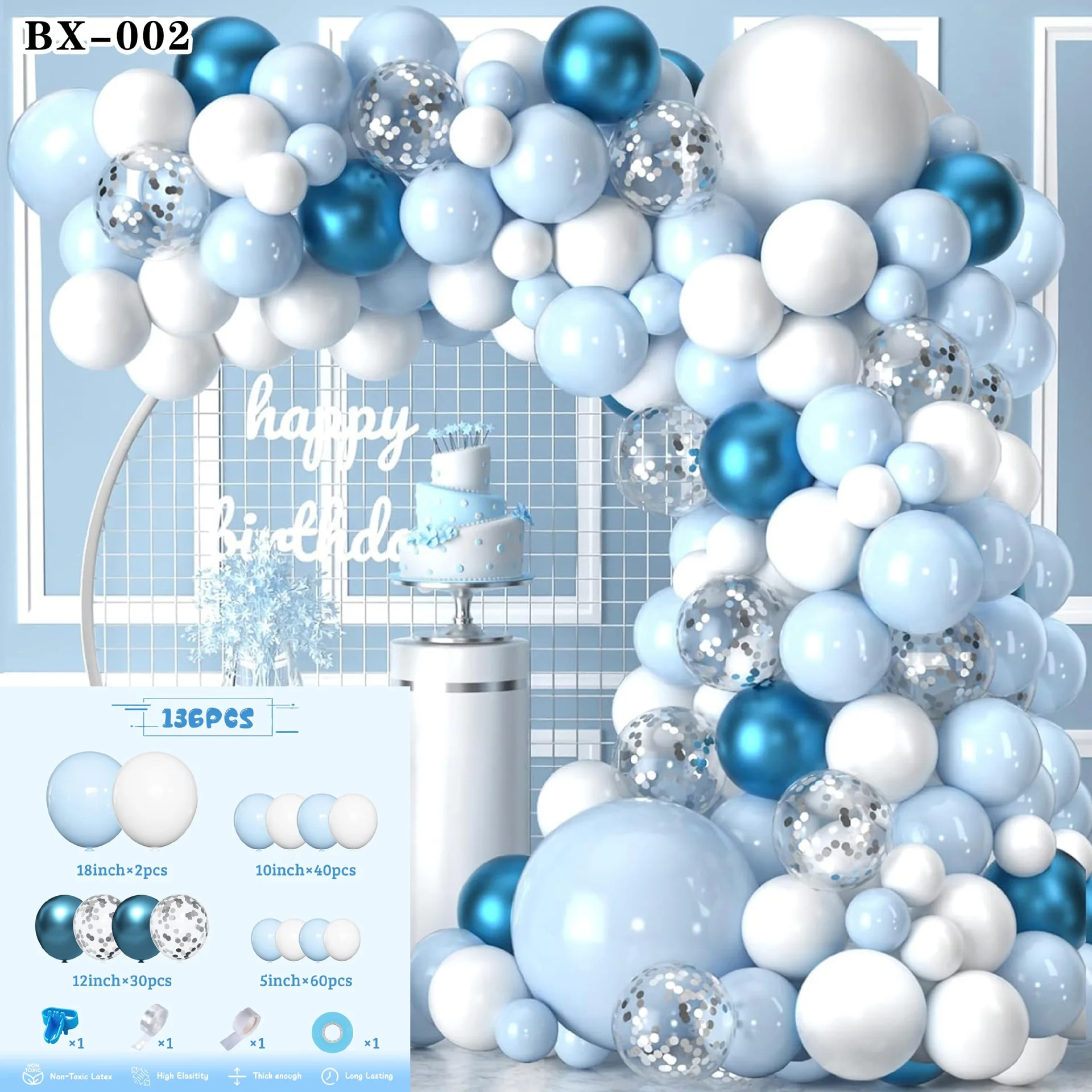 Frozen Blue Balloons Arch Garland Kit Snowflake Winter Wonderland Christmas Snow Princess Birthday Party Decorations