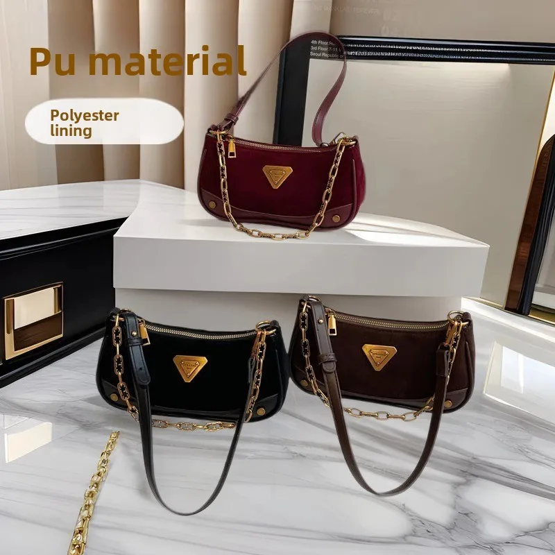 Foreign Trade Lady European-American Retro Women’s PU Underarm Shoulder Crossbody Bag Spring 2026 New Fashion Chain Zipper