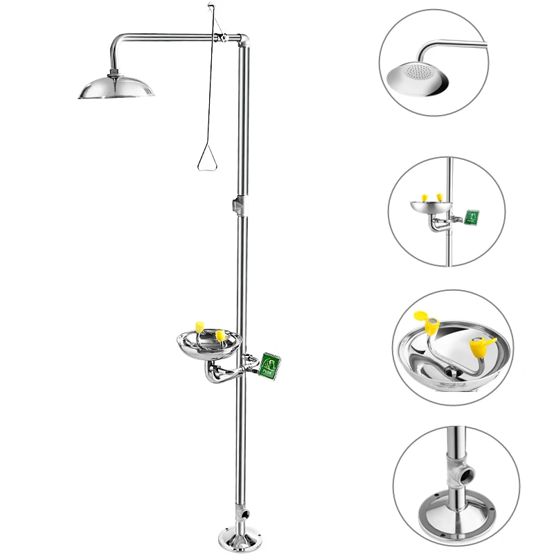 Quality 16 gallon portable mobile wall-mounted eye washer eyewash station shower eyewash with base details