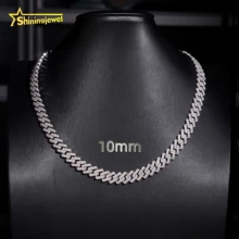 Promotion Classic Prong 2 Row Monaco Chain 10mm Cuban Links Fine Quality Rapper Jewelry Iced Out Moissanite Diamond Cuban Chain