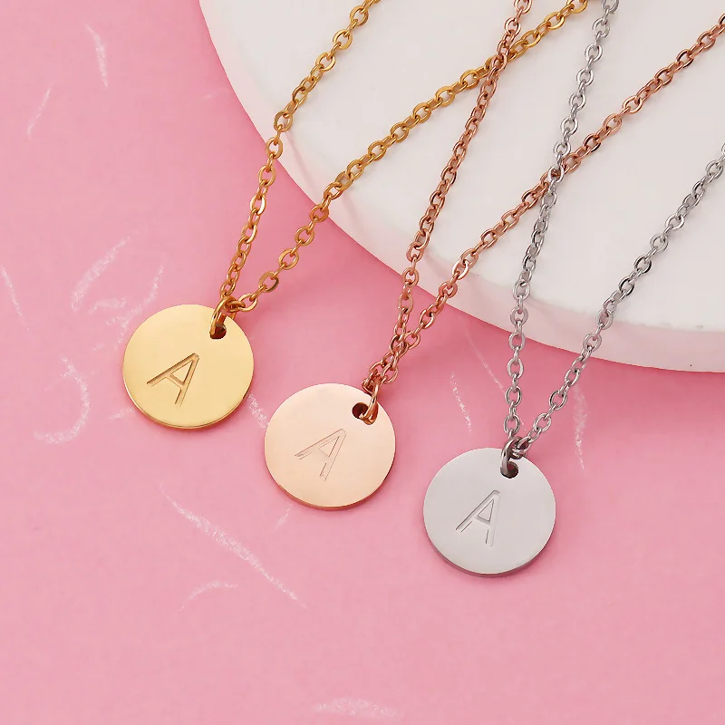 14K Rose Gold Plated Letter Necklace A-Z Letter Pendant Necklaces