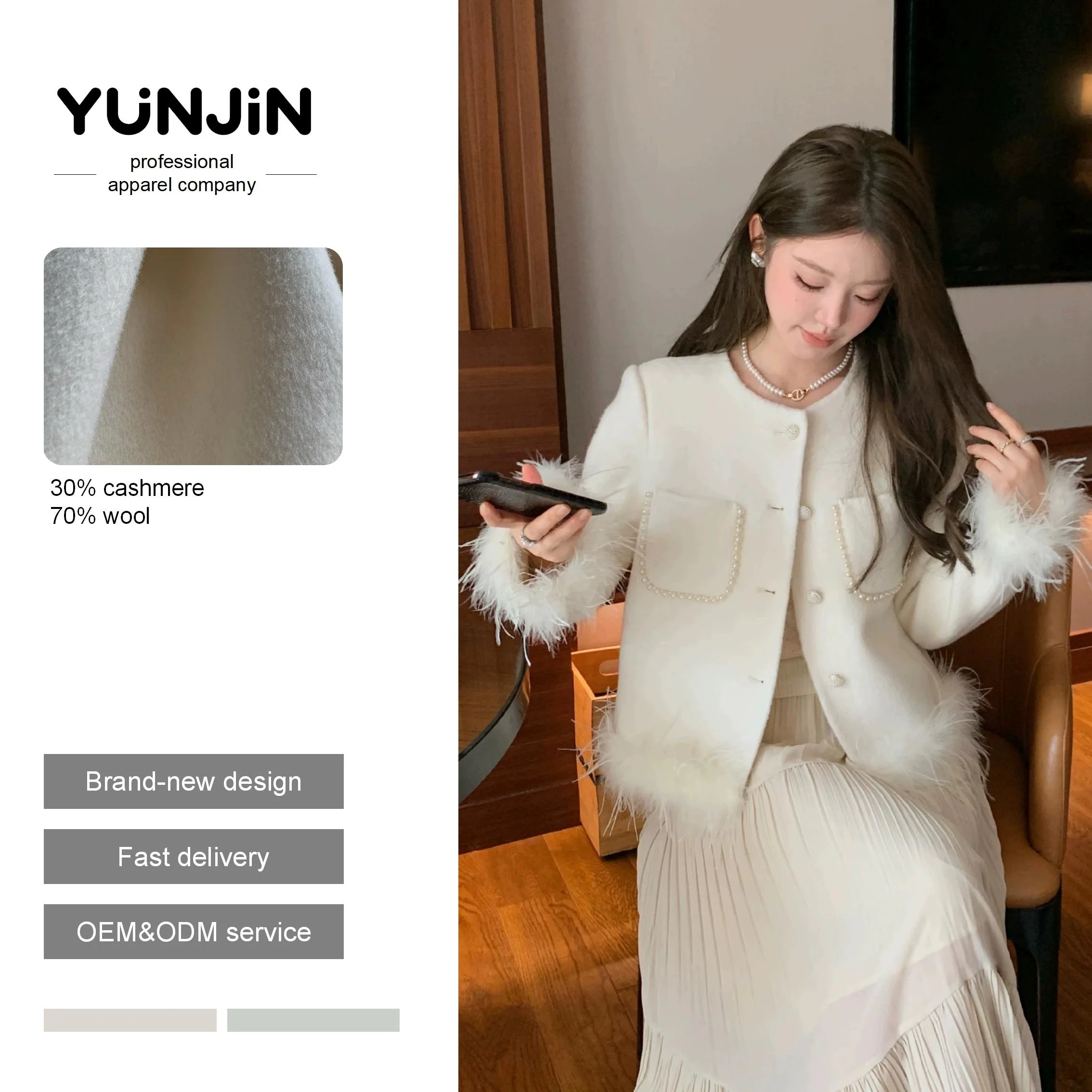 FW Double-Face Cashmere Coat Women Casual Suit Style