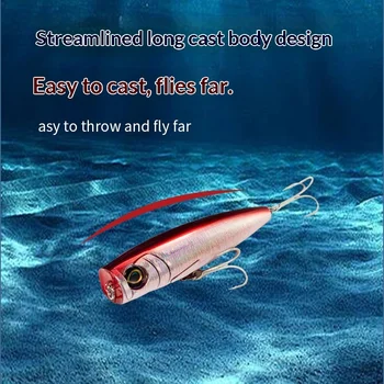 130mm/60g New Stainless Steel Sea Fishing Popper Lure 3D Surface Skittering Artificial Hard Bait Fishing Tackle Bionic Wholesale – Popper – view 3