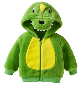 TONWHAR Spring Fall Toddler Green Dinosaur Casual Embroidered Warm Coat Boy Girl Animal Outerwear