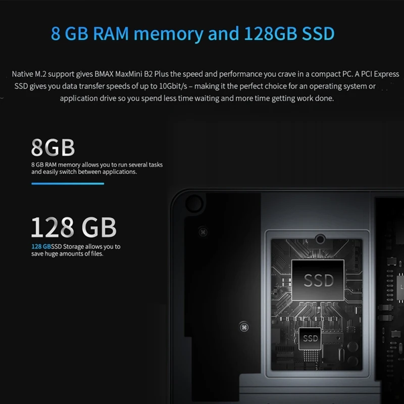 BMAX Mini PC - 8GB RAM, 256GB SSD, Quad Core Performance