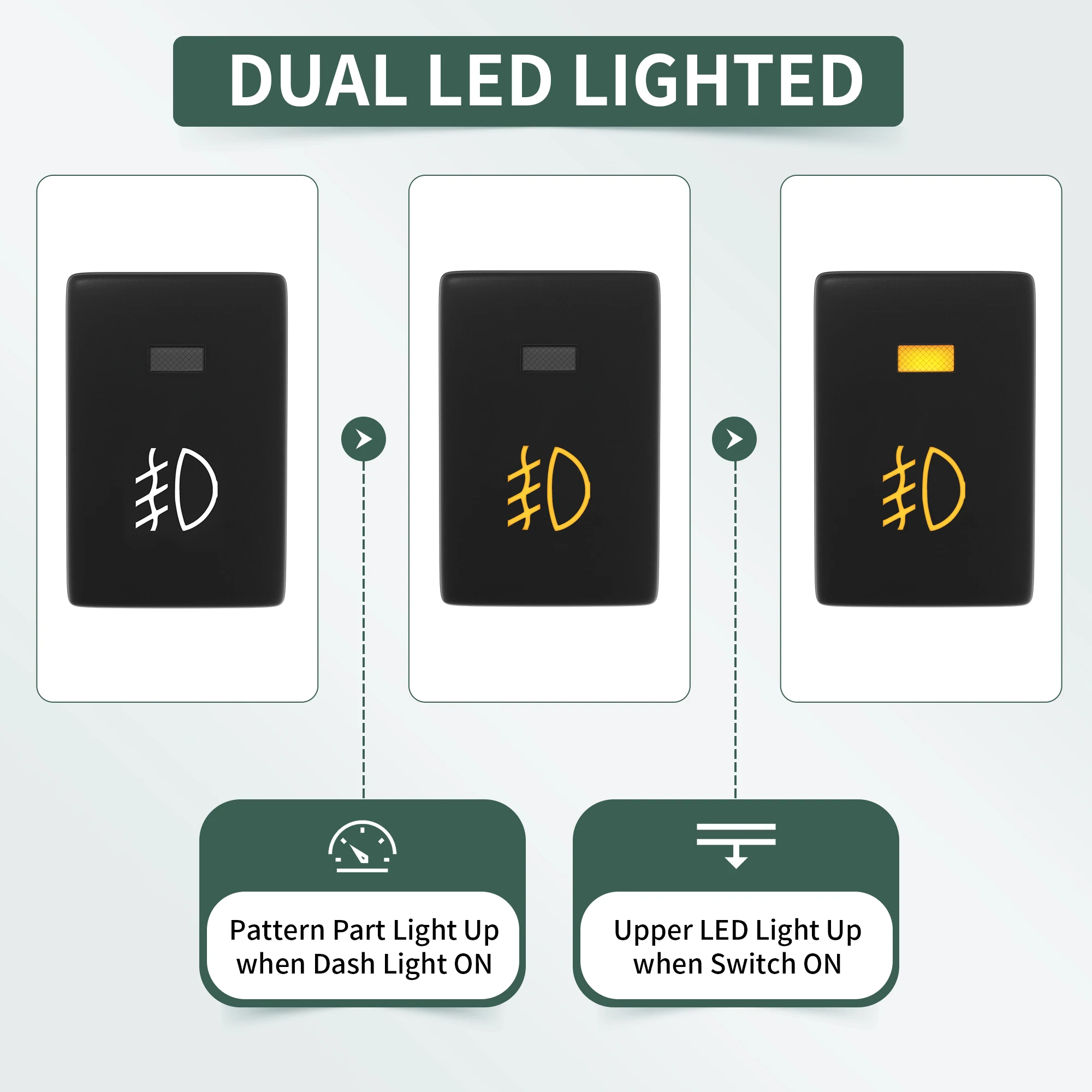 33x22MM Marine Push Button Switch on OFF Switch Marine Yellow LED Light Bar Fog Lamp Switch for Car