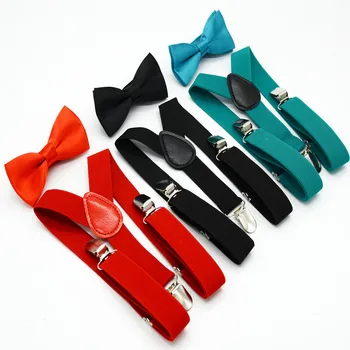 New Baby Boys Kids Suspender and Bow Tie Matching Set Tuxedo Wedding Suit Party