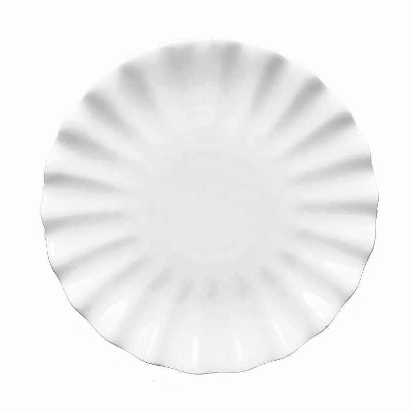 Modern Restaurant Catering Plates Ceramics Antique Elegant Plate White Scalloped Edge Dinner